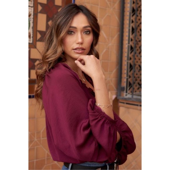 LAST ONE - WINE DOWN LONG SLEEVE BODYSUIT - Picture 2 of 7